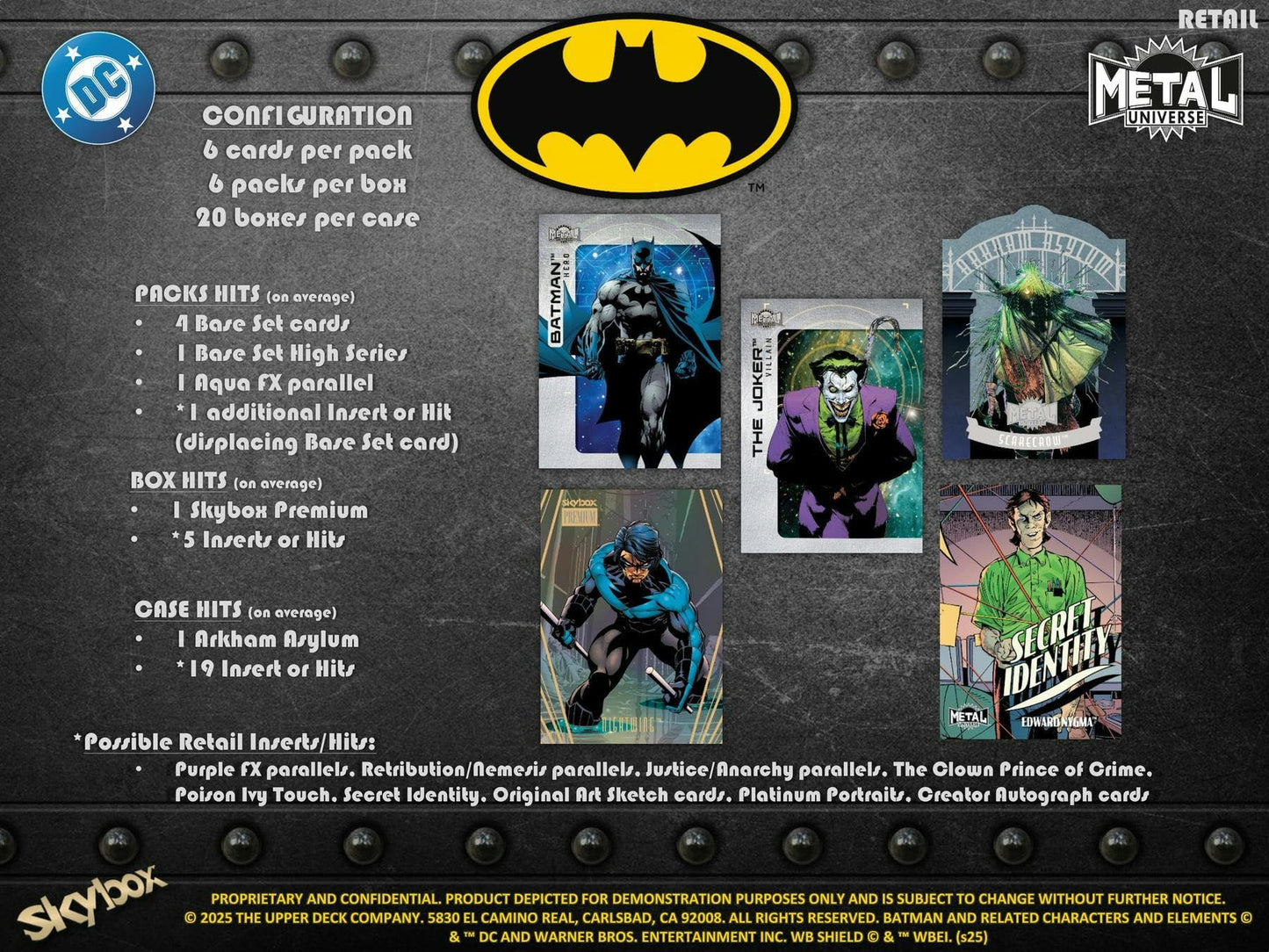 Upper Deck 2025 Batman Skybox Metal Universe 6-Pack Blaster Box