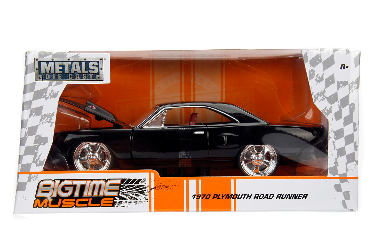 Jada Big Time Muscle 1:24 1970 Plymouth Road Runner Die-Cast Car, Toys for Kids and Adults (Black)