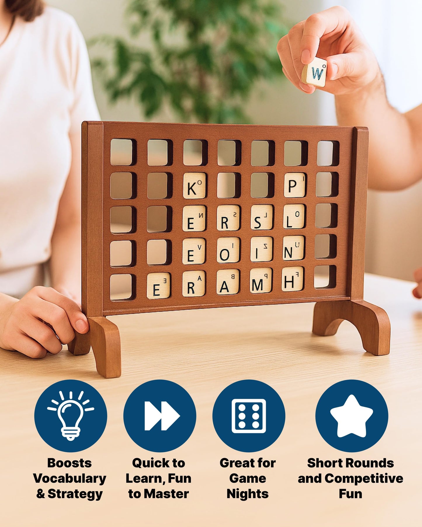 Letter Drop! 2-Player Tile Strategy Board Game, Ages 13+. Build Letter Combinations Horizontally, Vertically, or Diagonally - Includes Game Grid