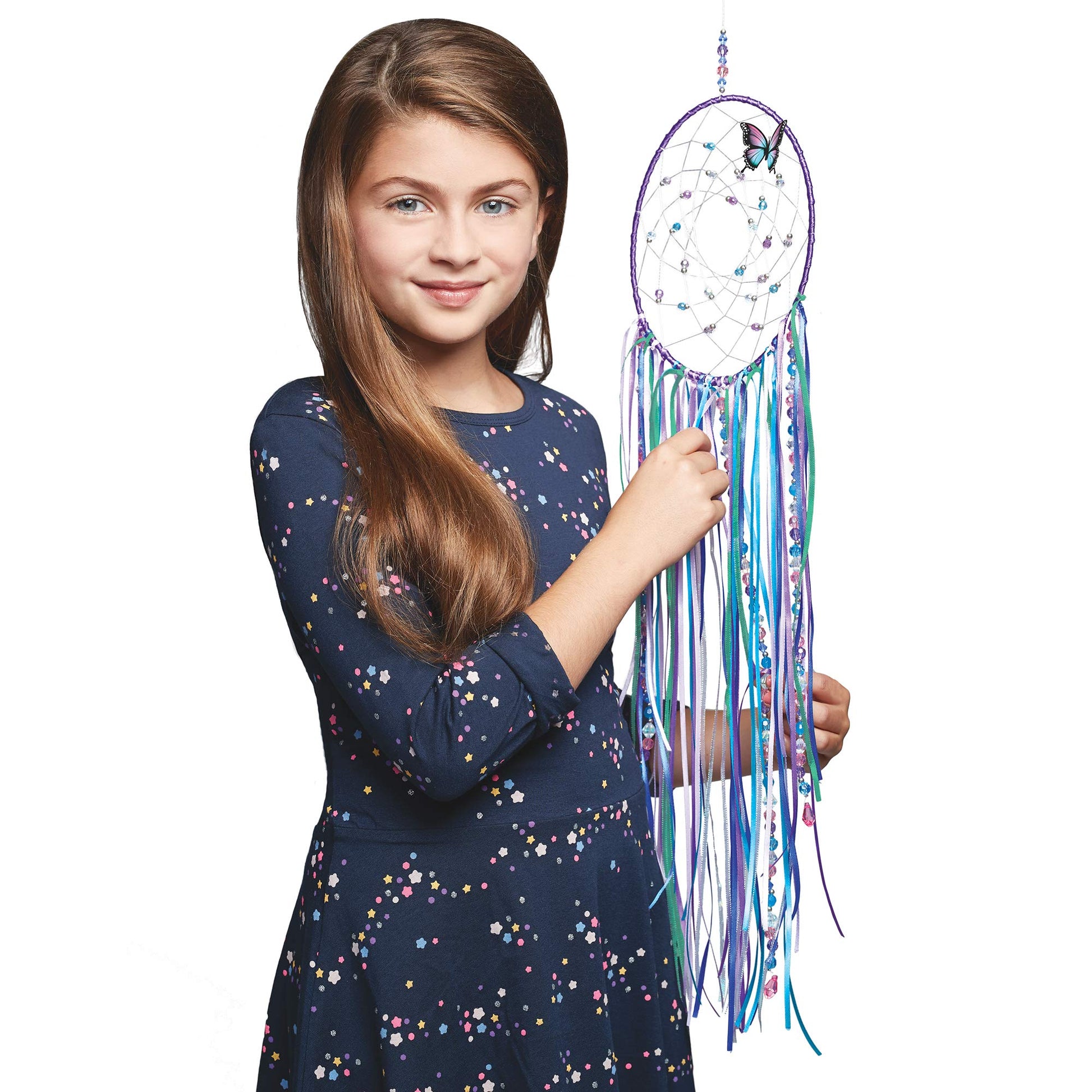 Make It Real: DIY Dreamcatcher - Purple Pink Blue Butterfly, 175 Piece All-in-One DIY Kit, Tweens & Girls, Bedroom Décor, Arts & Crafts, Make