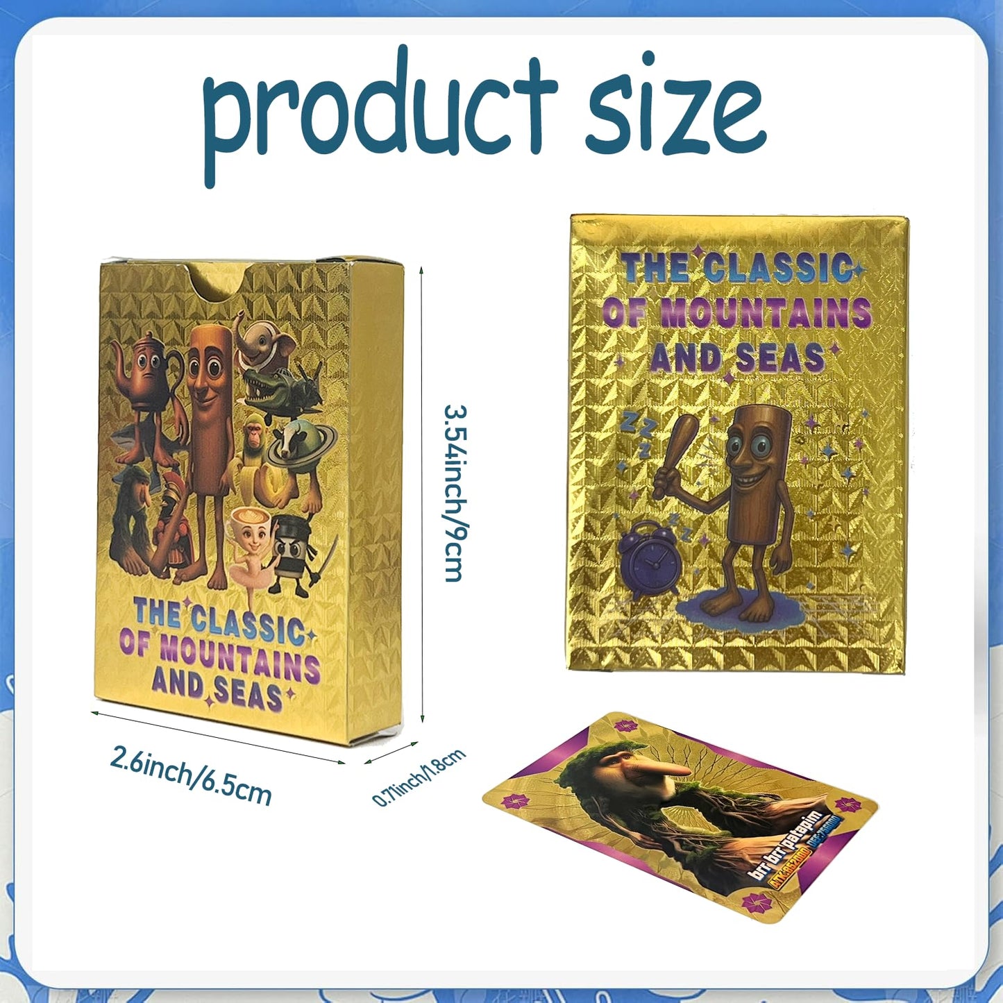 SNALXEWD 55PCS Gold Italian Brainrot Cards - Game Meme Card Set with Gold Foil Finish, Double-Sided Surreal Fantasy Art Illustrations, Vibrant