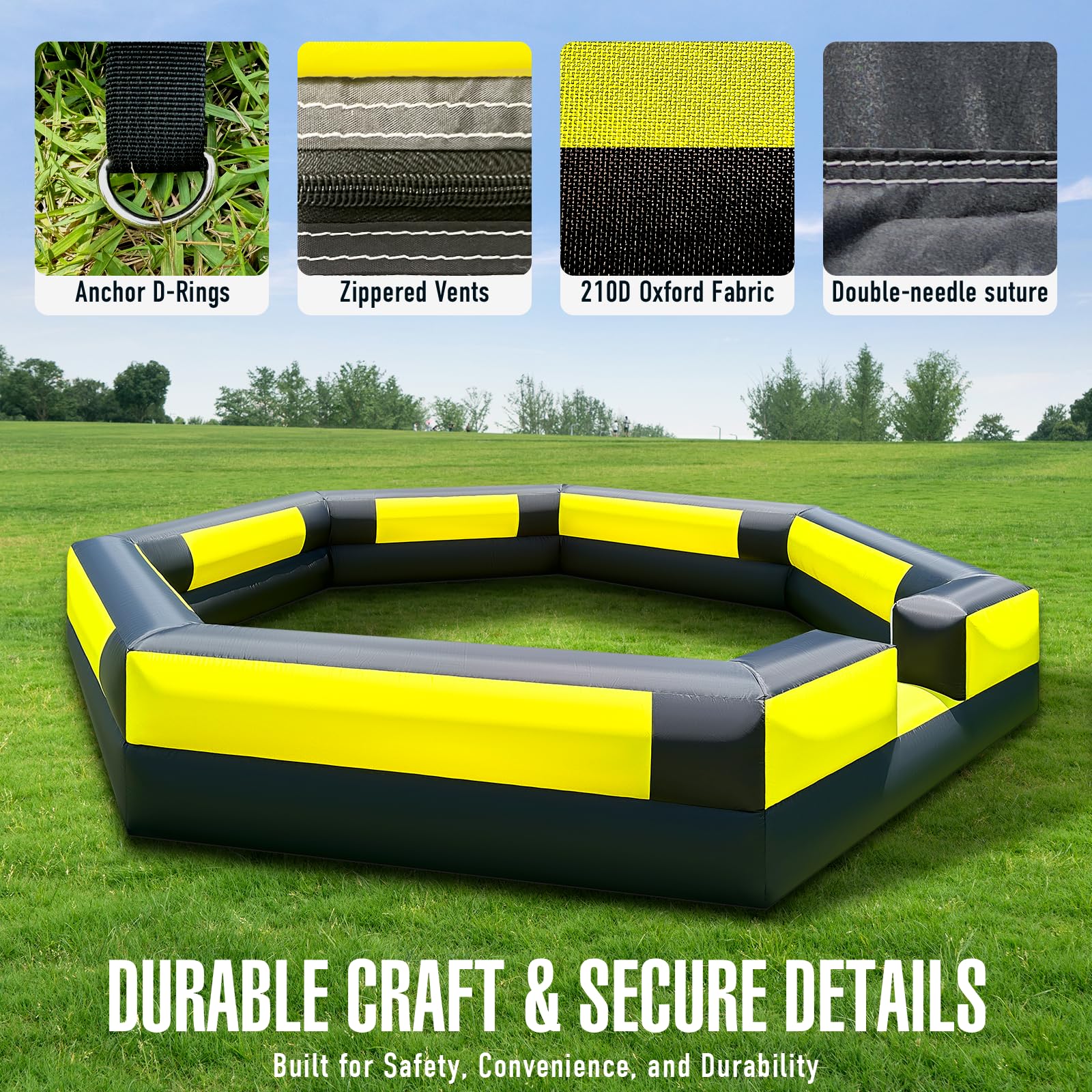 15Ft Gaga Ball Pit Inflatable with Built-in Blower Indoor & Outdoor Portable Gaga Ball Pit Blow Up Gaga Pit Game Court for Backyard, Camp, Family Fun