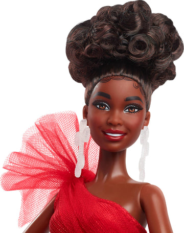 Barbie Signature Doll, 2024 Holiday Barbie Fashion Doll with Brown Hair Wearing Plaid Gown, Seasonal Collector Gift in Displayable Packaging
