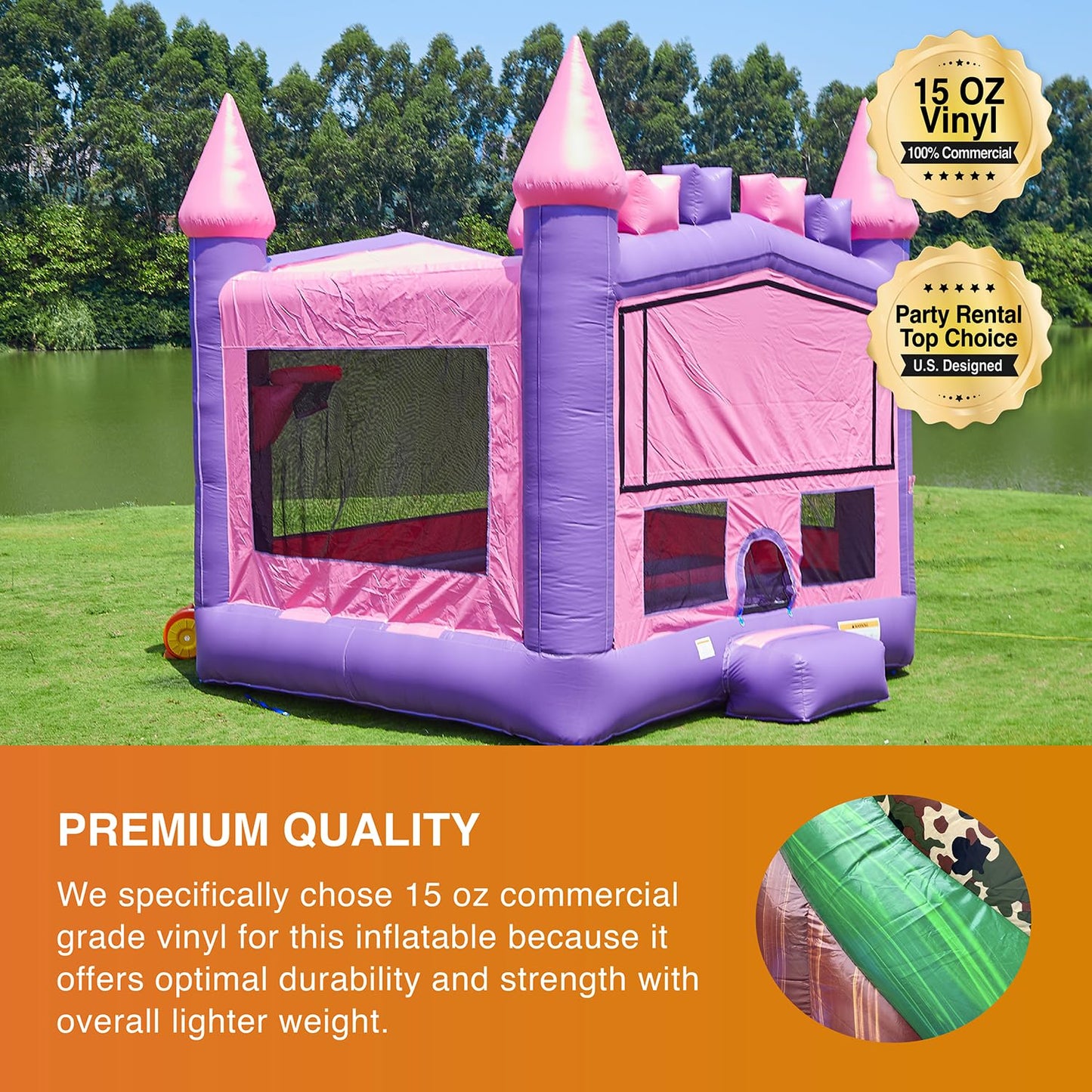 JumpOrange Commercial Grade Inflatable Princess Bricks Bounce House Backyard Party Moonwalk Size 13'x13'