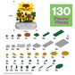PicassoTiles 130pc STEM Sunflower Building Brick Block Set with Vase Flower Craft Toy for Kids Ages 3+ Educational Learning and Creative Activity