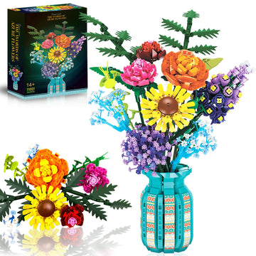 Flowers Bouquet Building Set for Adults, Wildflowers Icon Flowers Botanical Collection Kits Compatible with Lego Flowers, Valentines Flowers Sets