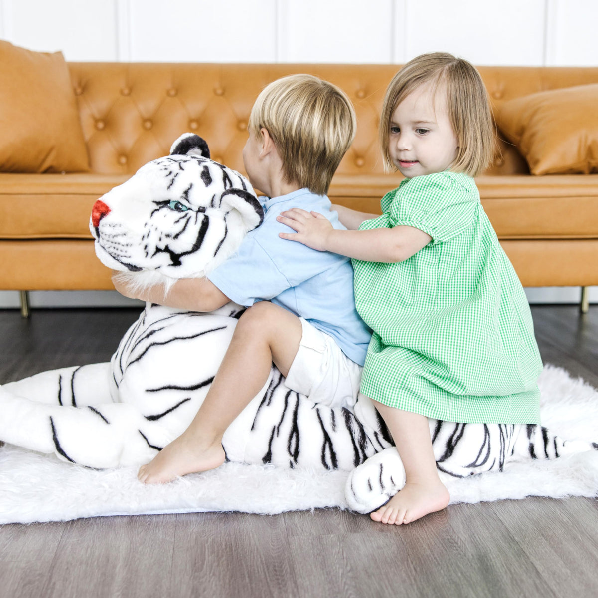 Melissa & Doug Giant Siberian White Tiger - Lifelike Stuffed Animal (Over 5 feet Long)