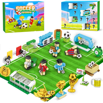 2026 World Soccer Cup Themed 24 Pack Building Blocks with Keychains, 600 PCS Sports Mini Building Toys, Individually Wrapped Party Favors, Classroom