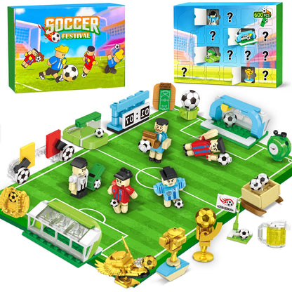 2026 World Soccer Cup Themed 24 Pack Building Blocks with Keychains, 600 PCS Sports Mini Building Toys, Individually Wrapped Party Favors, Classroom