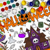 Halloween Coloring Poster Tablecloth - 51 x 30 Inch Giant DIY Paper Banner with Trick-or-Treat, Pumpkin, and Witch Designs - Fun Color-In Activity