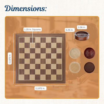 WE Games Old School Wooden Checkers Set Walnut and Natural Stain - 12 Inch Classic Board Game for Strategy Play, Gatherings, and Game Nights