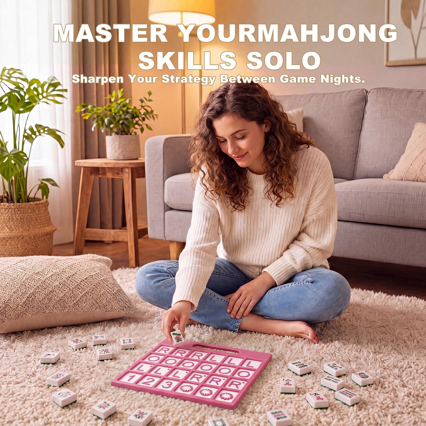Eccentfit Solo Mahjong Practice Board Pink, Mahjong Charleston Trainer Solo Practice Board for Left Right Across Passing Order Professional NMJL Style