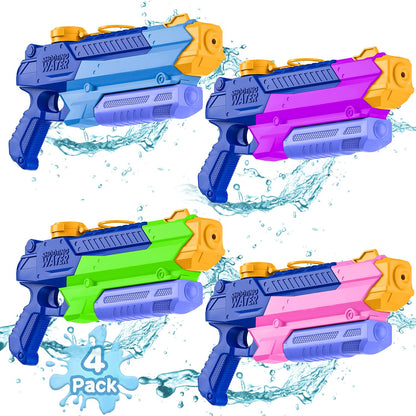 WOLKEK Water Guns for Kids Adults, 4 Pack 400CC Long Range High Capacity Squirt Guns Toy, Pool Toys Water Toys for Swimming Pool Beach Sand Outdoor