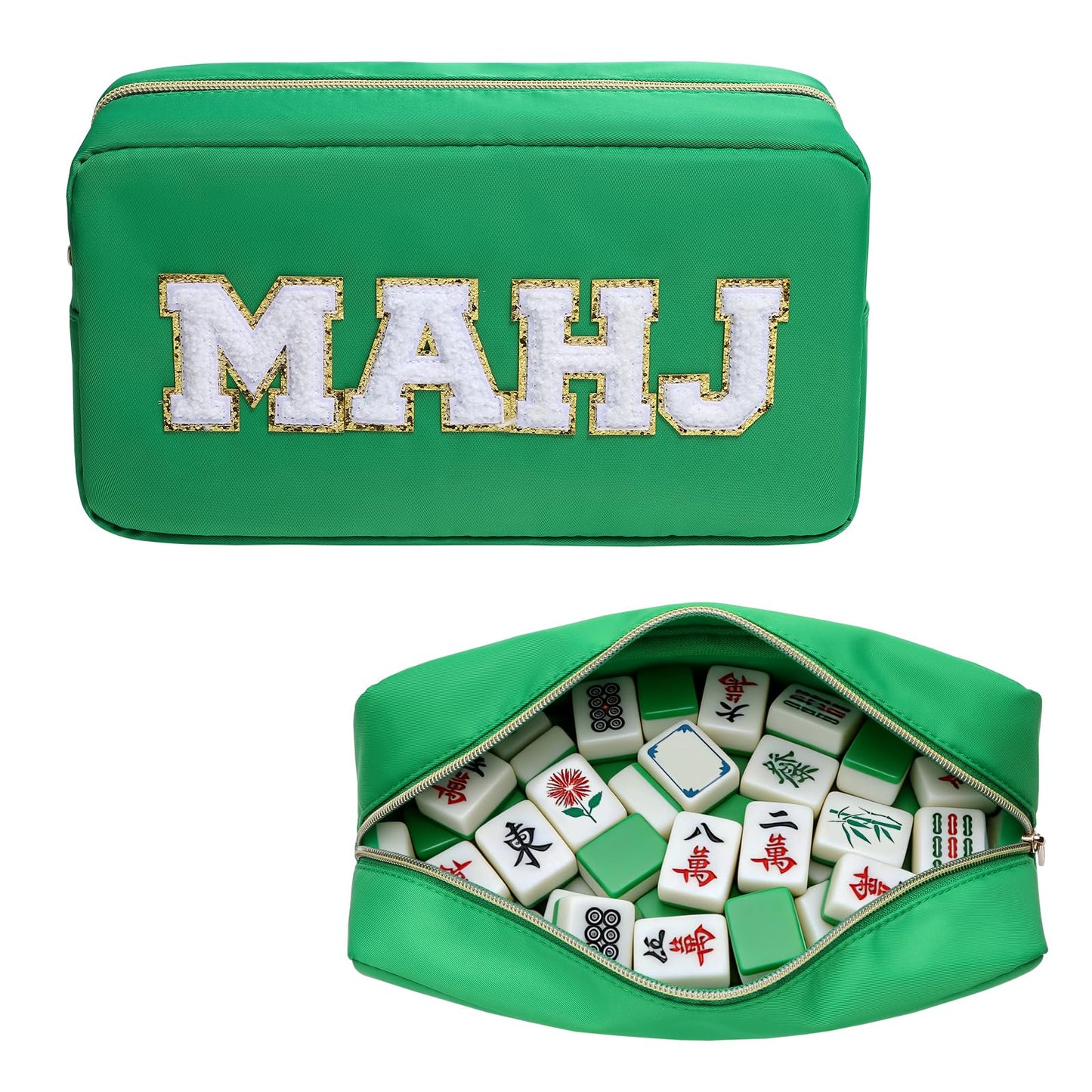 Ahdoma Mahjong Tile Bag Mahjong Bag with Zipper Travel Mahjong Carrying Case Storage Pouch Gifts for Mahjong Lovers Accessories