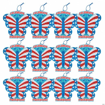 Fun Express USA Patriotic Butterfly Glitter Mosaic Craft Kit - Makes 12 - Fourth of July Crafts for Kids
