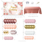 Rose Gold Floral Birthday Decorations for Women,Balloon Garland Kit, Pastel Nude Pink Metallic Matte White Balloons with Gold RoseGold Confetti