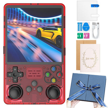 HatiLuminis R36Plus Retro Handheld Console Gift Set, Box & Card (Red)