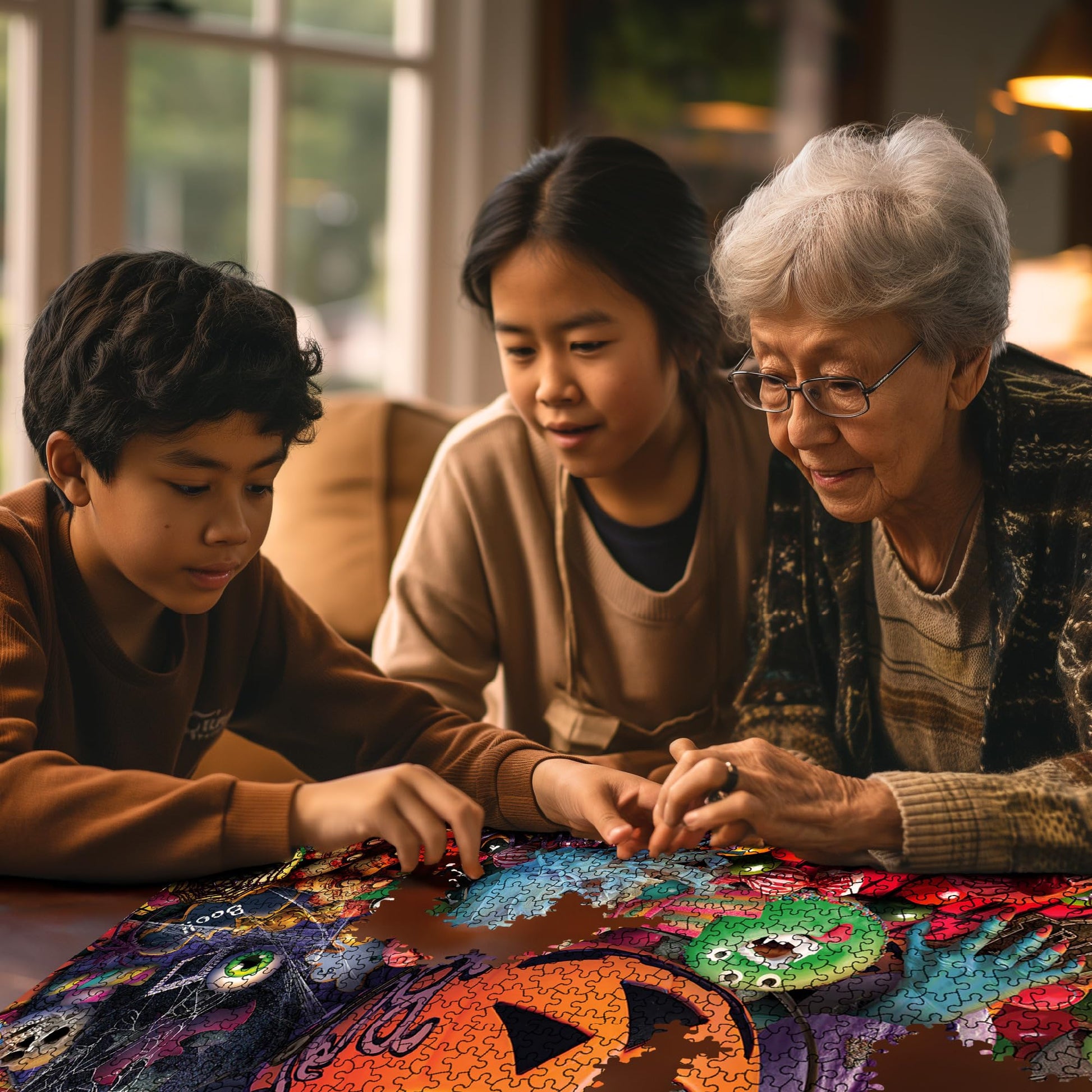 White Mountain 1000 Piece Jigsaw Puzzle Spooky Fall, Halloween Treats