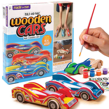 Made By Me Build & Paint Your Own Wooden Toys, DIY Wood Craft Kit, Easy to Assemble, 3 Cars