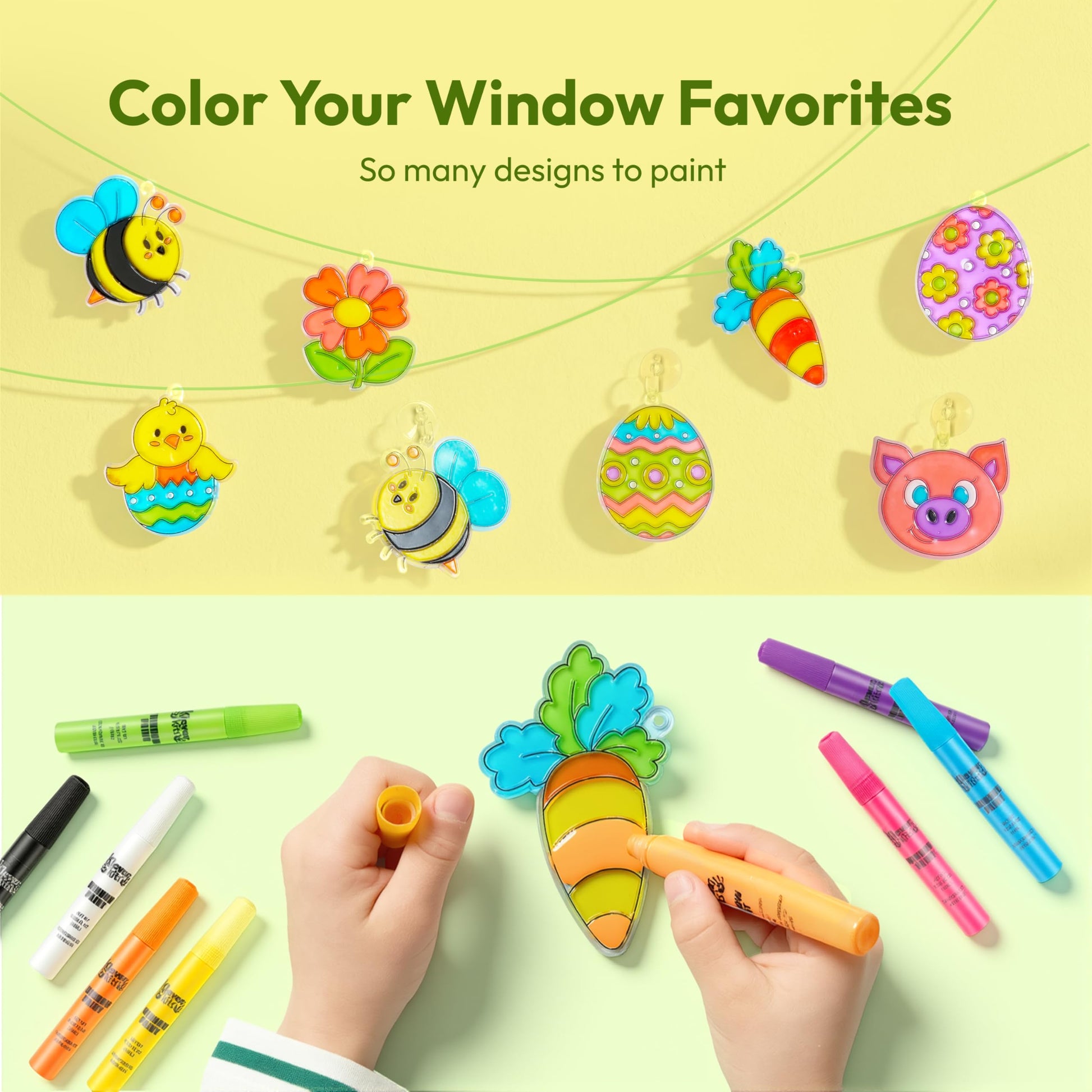 Klever Kits 18 Pcs Easter Suncatchers Crafts Set, Suncatcher Window Art Craft Kit for Kids Art & Home School Activities Party Favor Easter Party