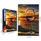 najiaxiaowu Adult Puzzles 500 Pieces DIY Sunset Sea Wine Glass Wooden Puzzles Teens and Elderly Puzzles Modern Home Decor Wall Art Unique Gift 52 cm x