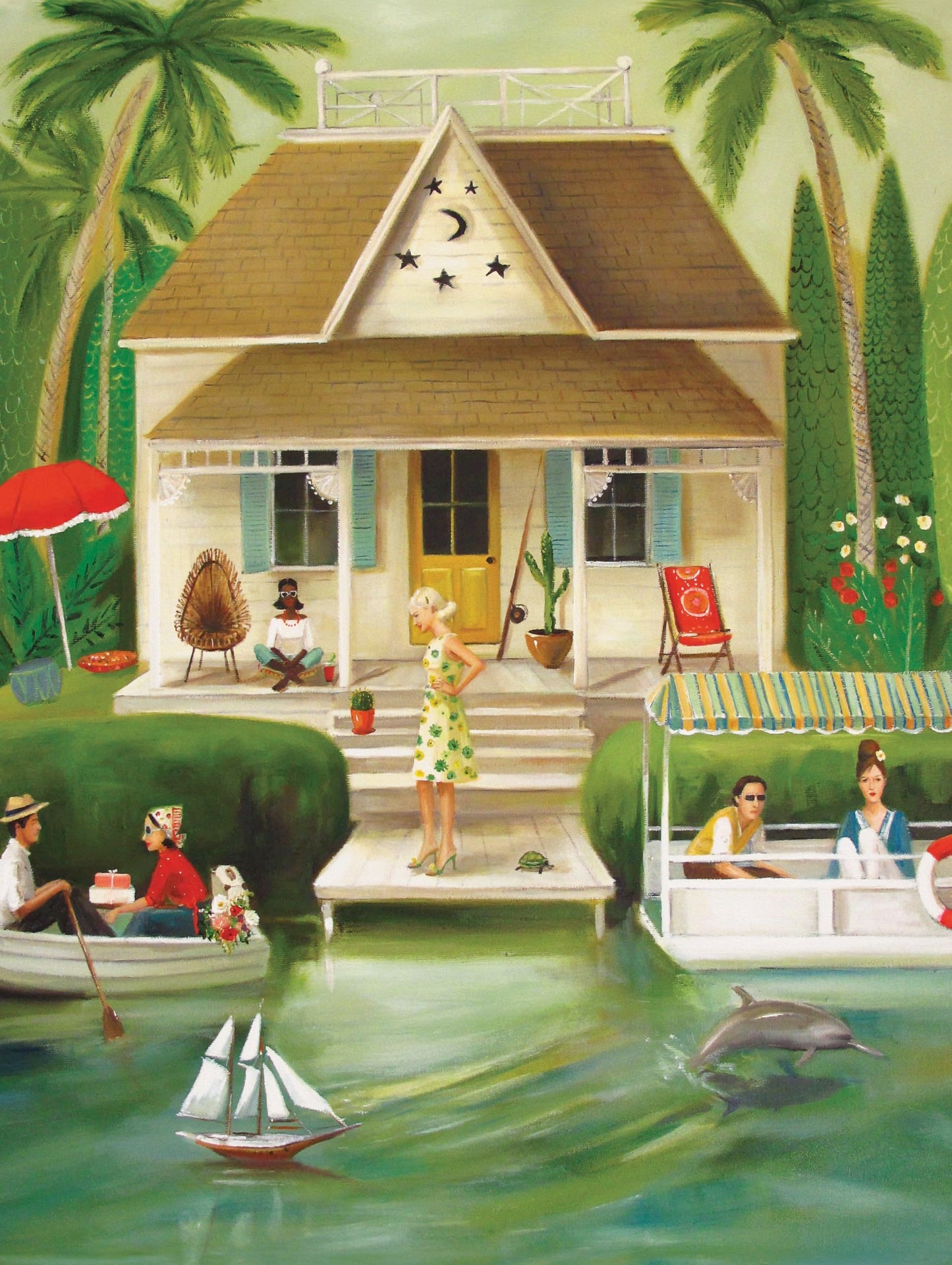 New York Puzzle Company - Janet Hill Splendid Summer Home - 500 Piece Jigsaw Puzzle for Family Game Nights by Janet Hill