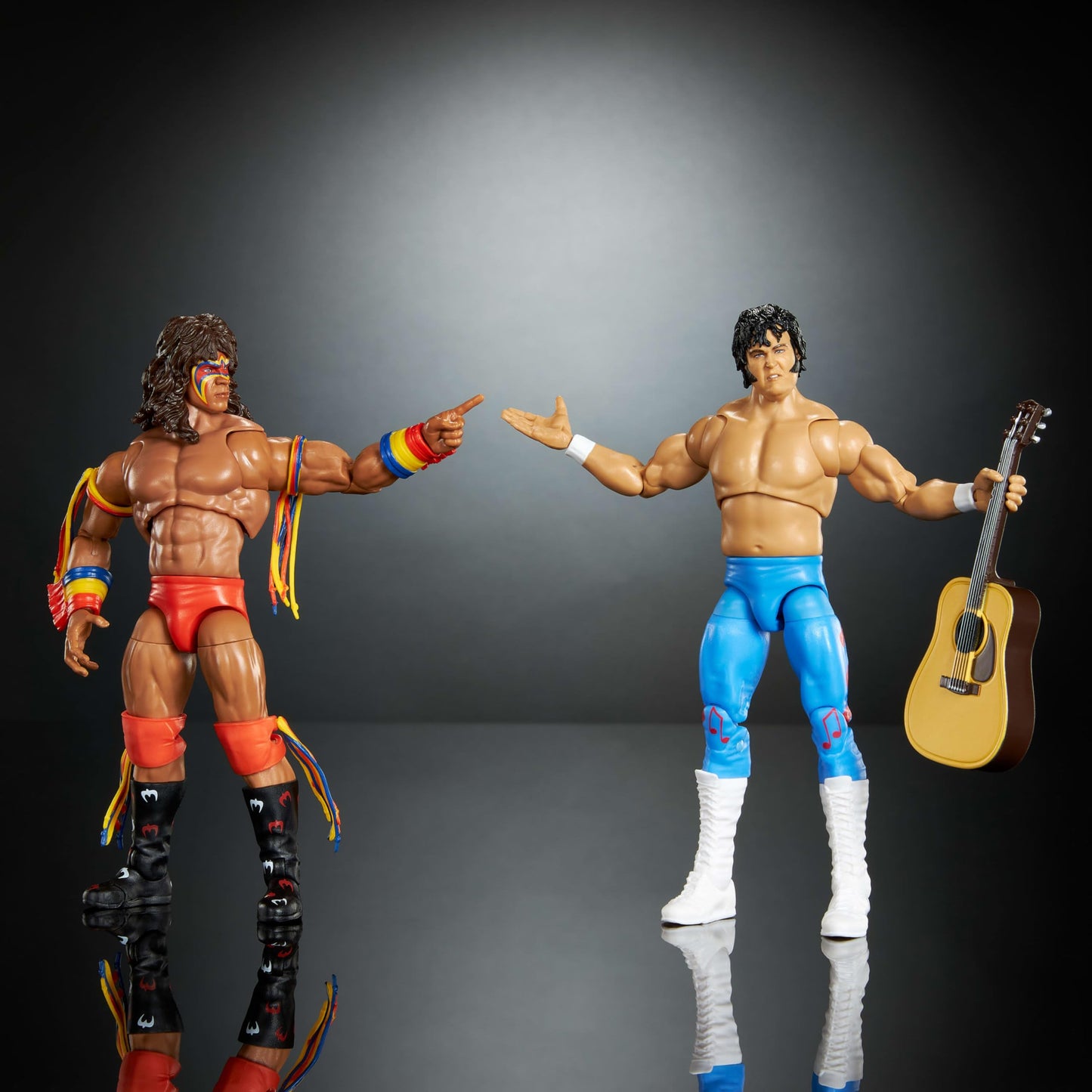 Mattel WWE Coliseum Collection Action Figure 2-Pack, Set with Ultimate Warrior & Honky Tonk Man 6-inch Collectibles & Accessories Including Swappable