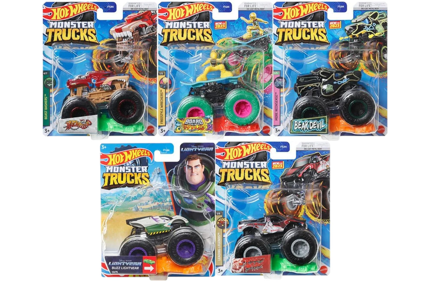 Hot Wheels Monster Trucks Connect and Crash Car Complete Set of 8 Diecast Vehicles Bundle with Hotweiler, Buzz, Board Wild, Gunkster, Beardevil