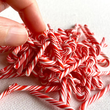 Miniature Candy Canes, Peppermint Embellishments, Non-Edible Tiny Mini Small Christmas Craft, Dollhouse Miniatures Polymer Clay (20PCS)