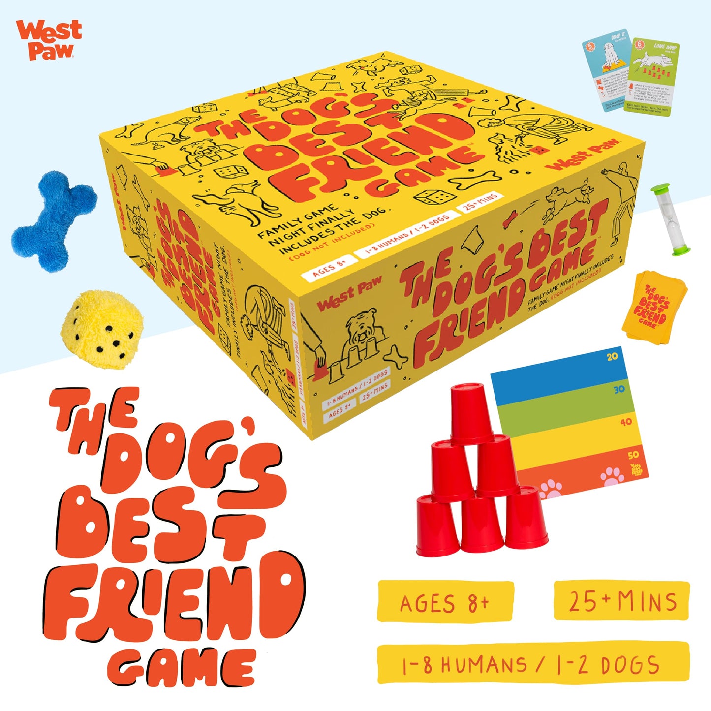 WEST PAW Dog's Best Friend Game™ - Fun Family Game for Kids & Adults - Board, Challenge, & Dog Training Tip Cards Encourage Connection & Positive