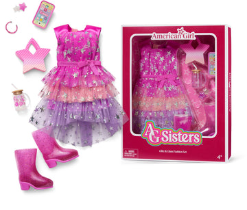 American Girl, AG Sisters Glitz & Glam Fashion Set, Doll Clothes, for 14.5-inch Dolls, 7 pcs, for Ages 4+ (Amazon Exclusive)