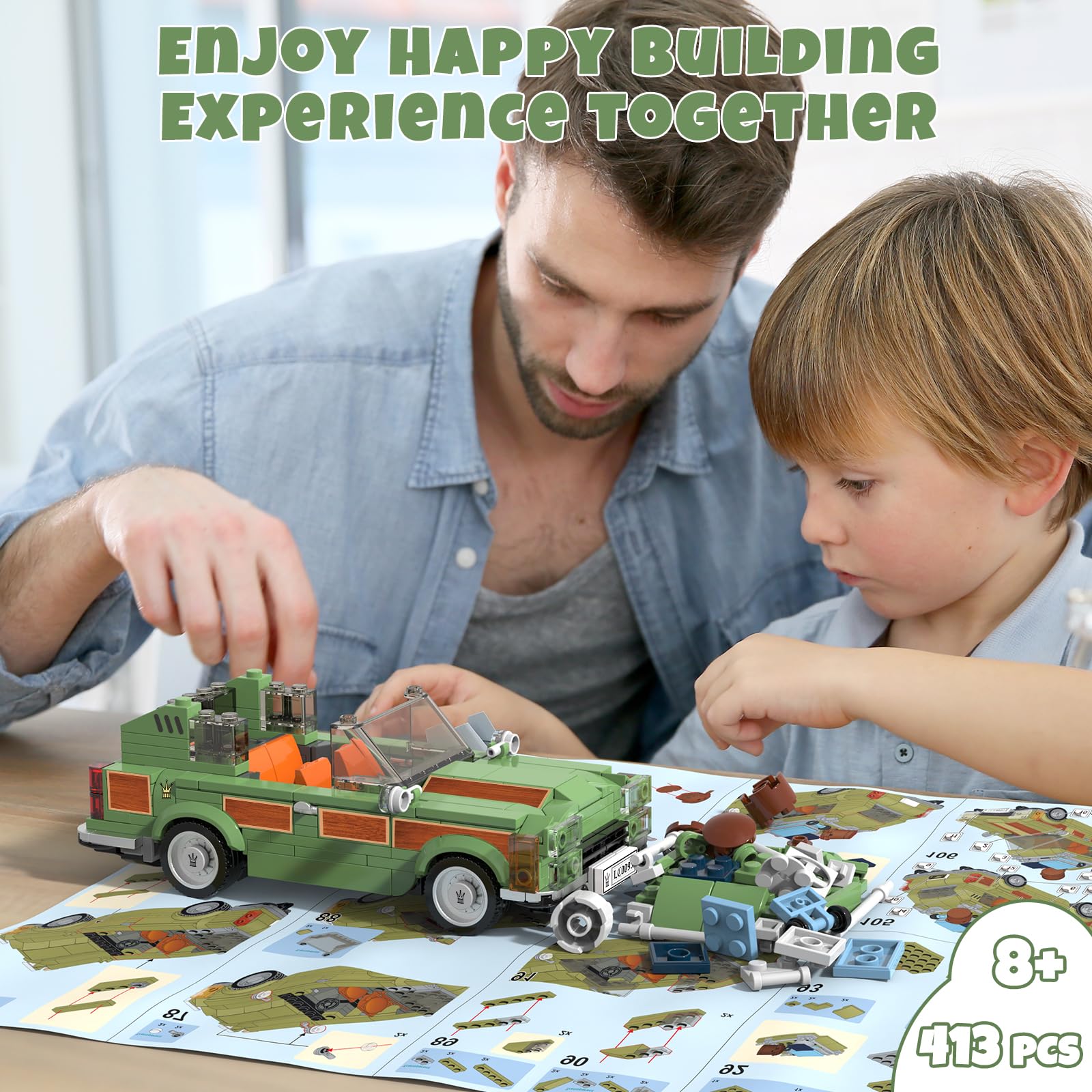National Vacation Wagon Queen Truckster Building Set, Family Station Wagon Model Building Toys for Movie Fans, 413 Pcs Holiday Camper Toy Kit