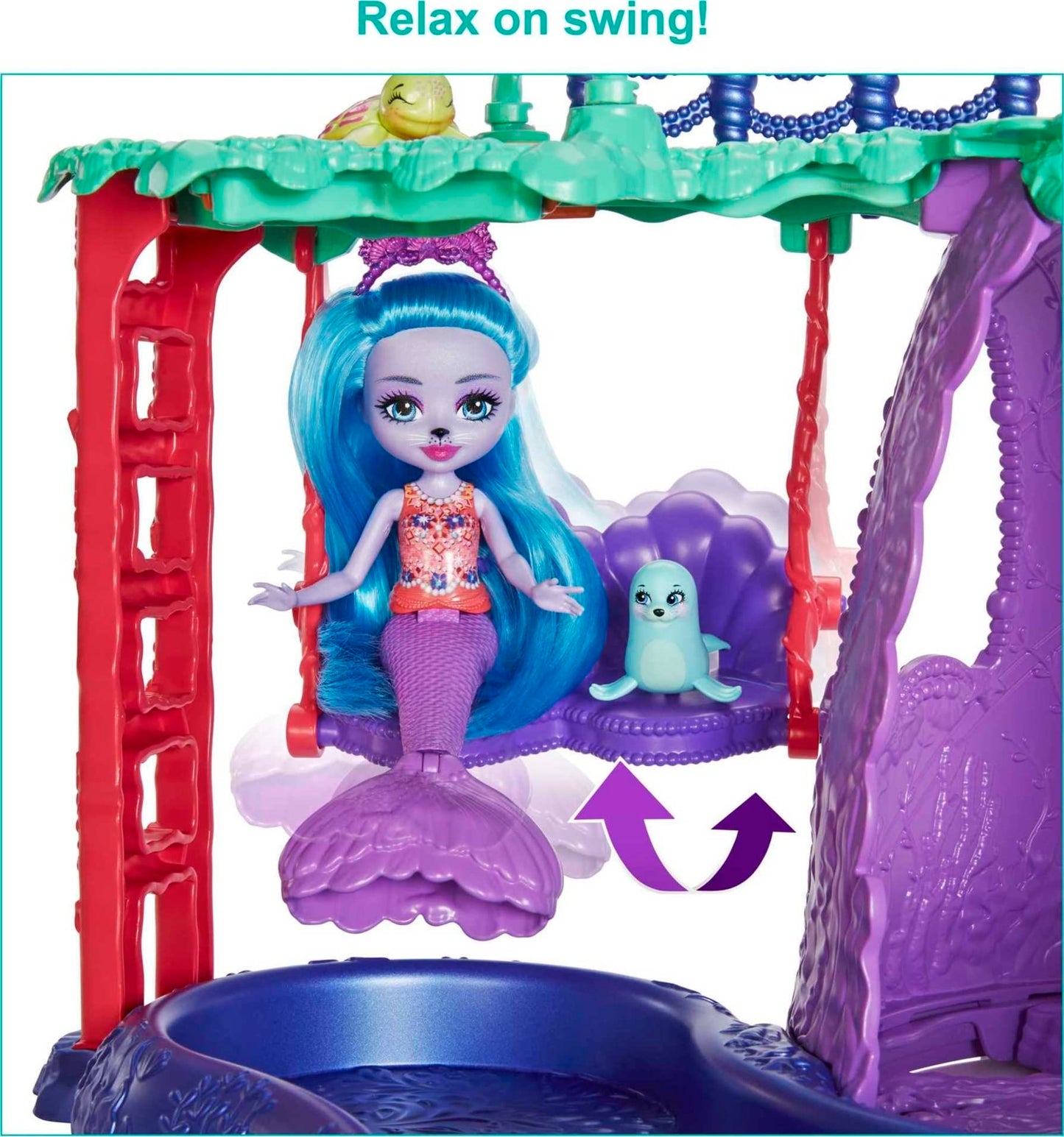 Mattel Enchantimals Ultimate Water Park Playset with Shayda Sea Lion Small Doll, 4 Animal Figures & Accessories, Ocean Kingdom Set with Water Features