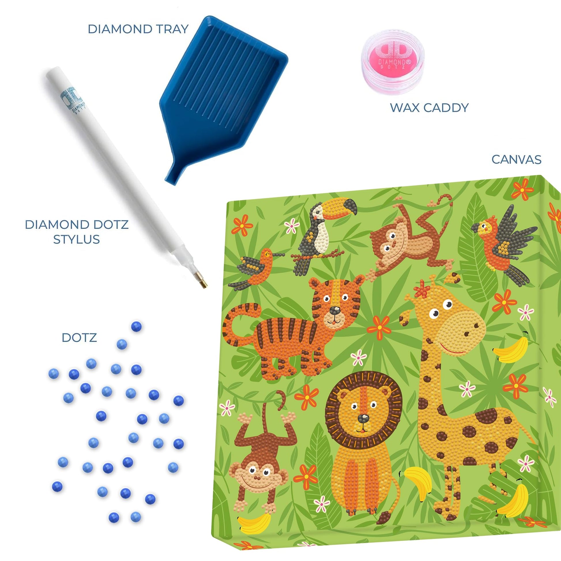 DIAMOND DOTZ DOTZ in The Jungle Dotz Box Animal Diamond Painting Kits for Adults - Diamond Art Kits a Relaxing Creative Craft Kit with Dotz Gems