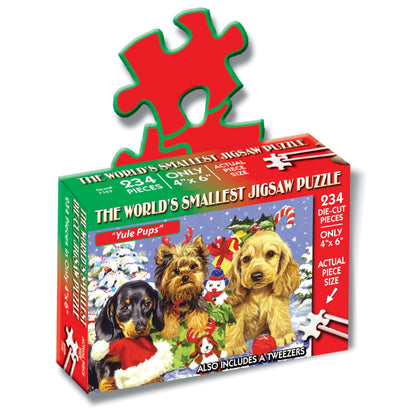 TDC Games World’s Smallest Holiday Jigsaw Puzzle, Yule Pups - Mini Puzzles, Small Challenging Travel Art Puzzle for Adults, 200+ Pieces, Gifts
