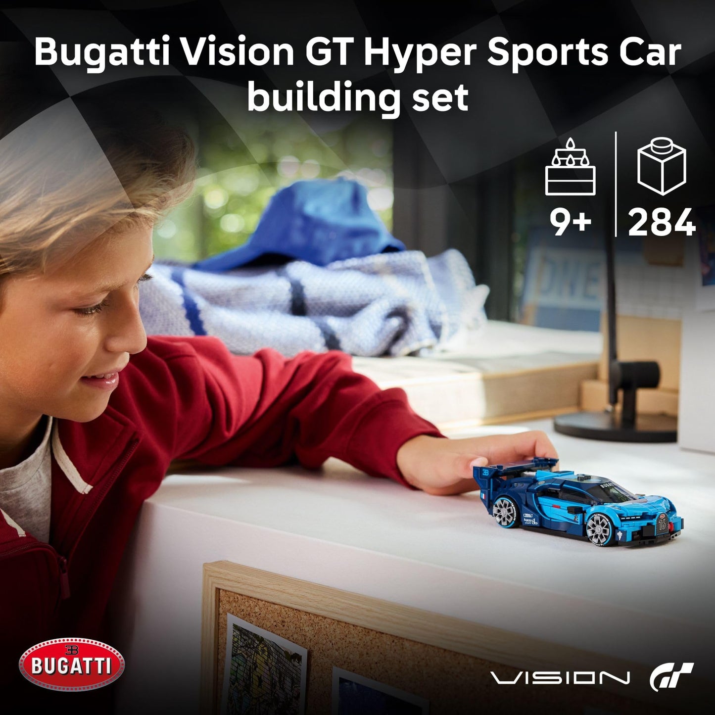 LEGO Speed Champions Bugatti Vision Gran Turismo Hyper Sports Car Building Toy for Kids & Gamers - Building Set W/Bugatti Driver Minifigure for Boys