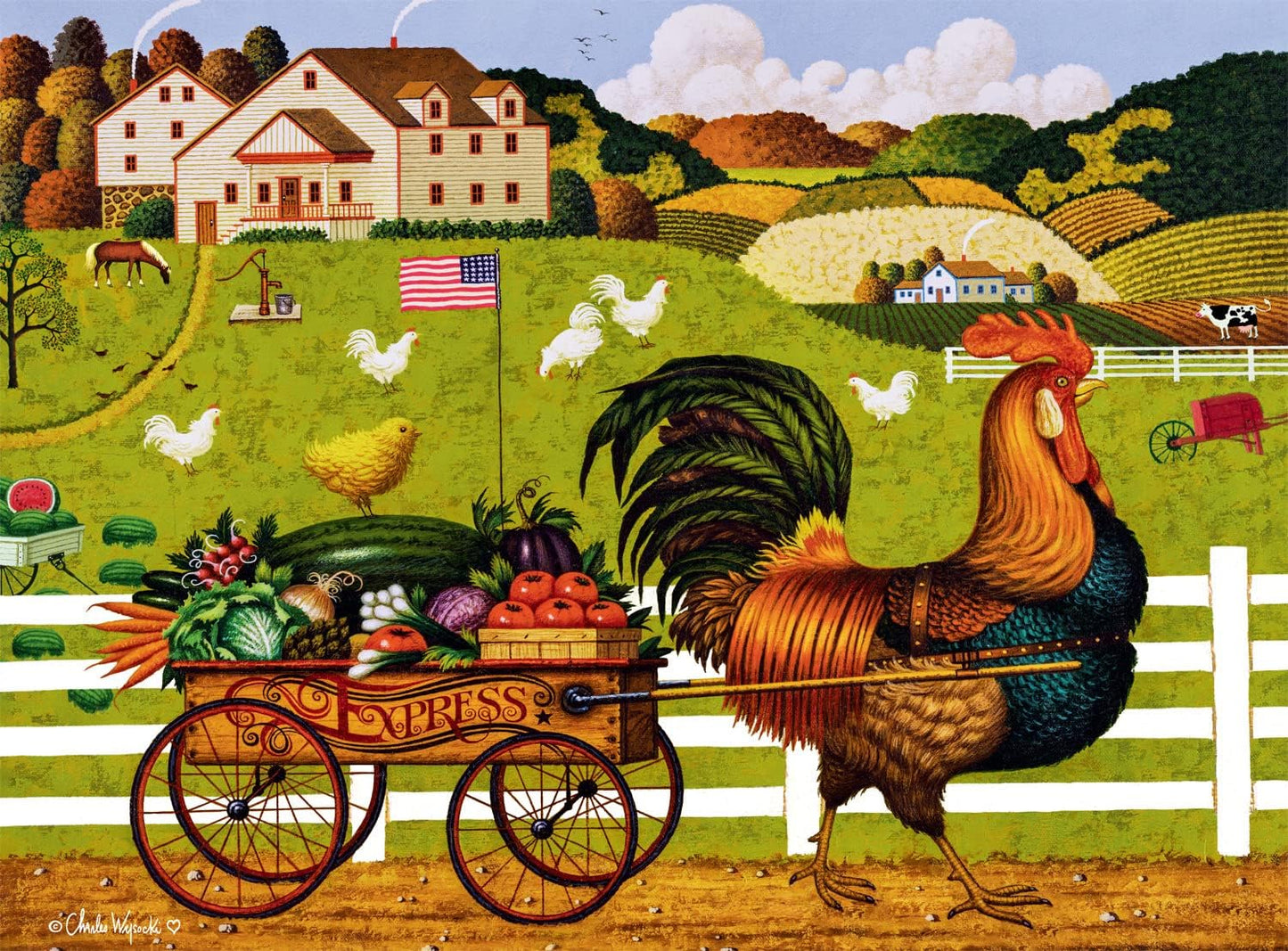Buffalo Games - Charles Wysocki Rooster Express - 1000 Piece Jigsaw Puzzle