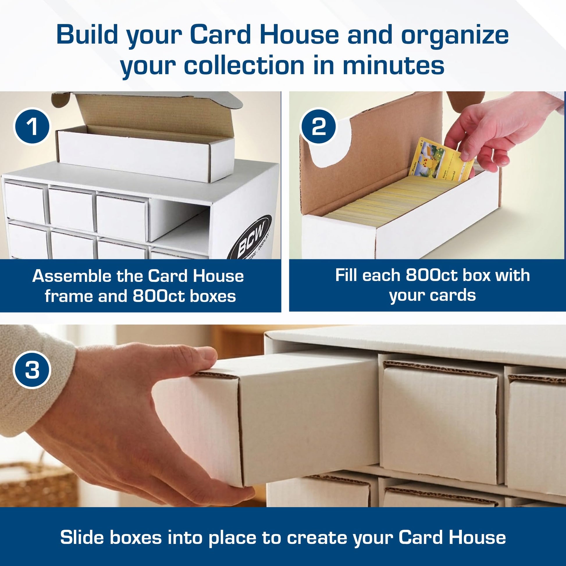 BCW Card House Storage Unit with 12 x 800ct Boxes | Holds Up to 9600 Cards | Organizer for Sports Cards, Pokémon, Magic: The Gathering & More
