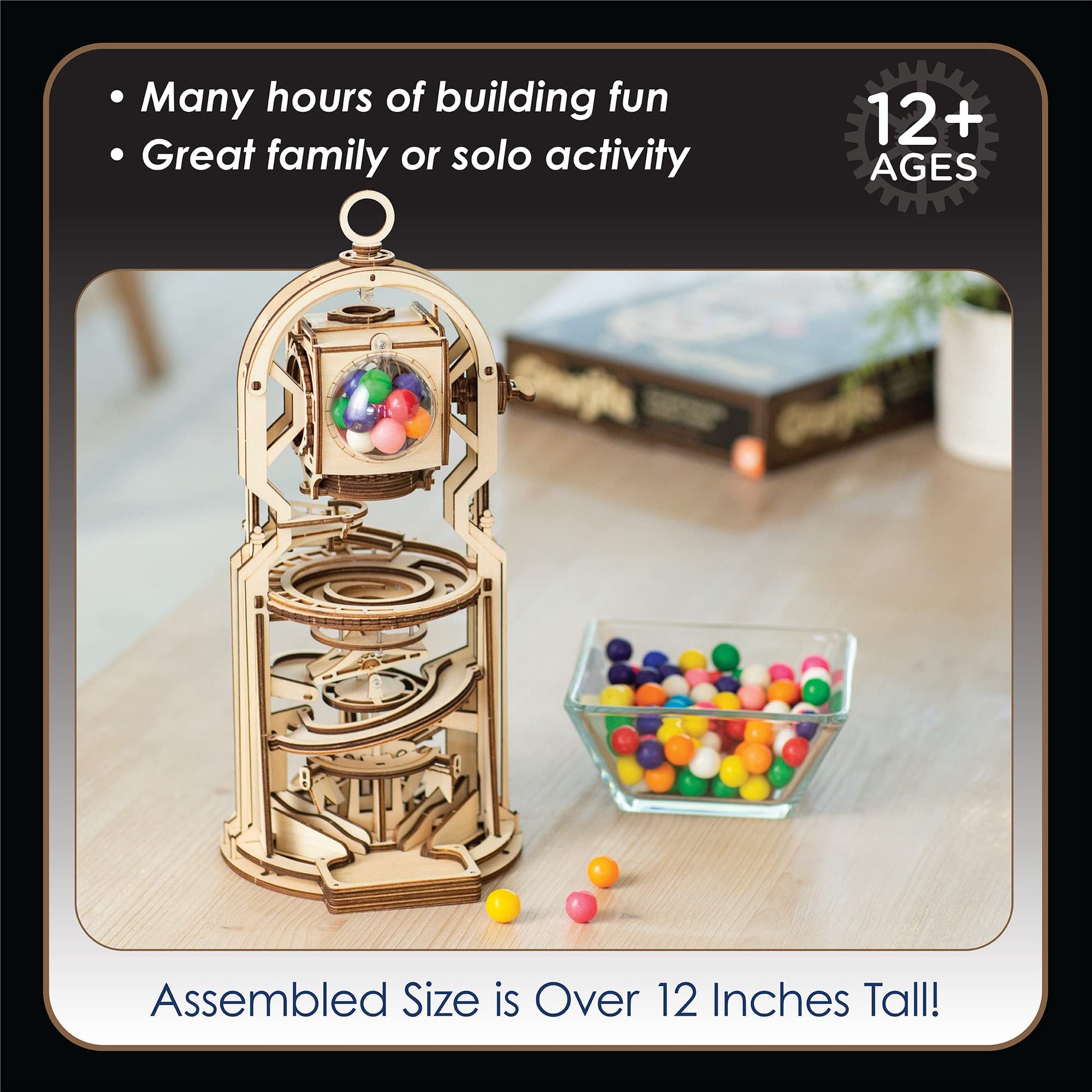 MindWare Gearjits: Gumball Machine Marble Coaster - Wooden 3D Building Puzzle for Teens & Adults - DIY STEM Building Toys for Kids - Fun for Adults