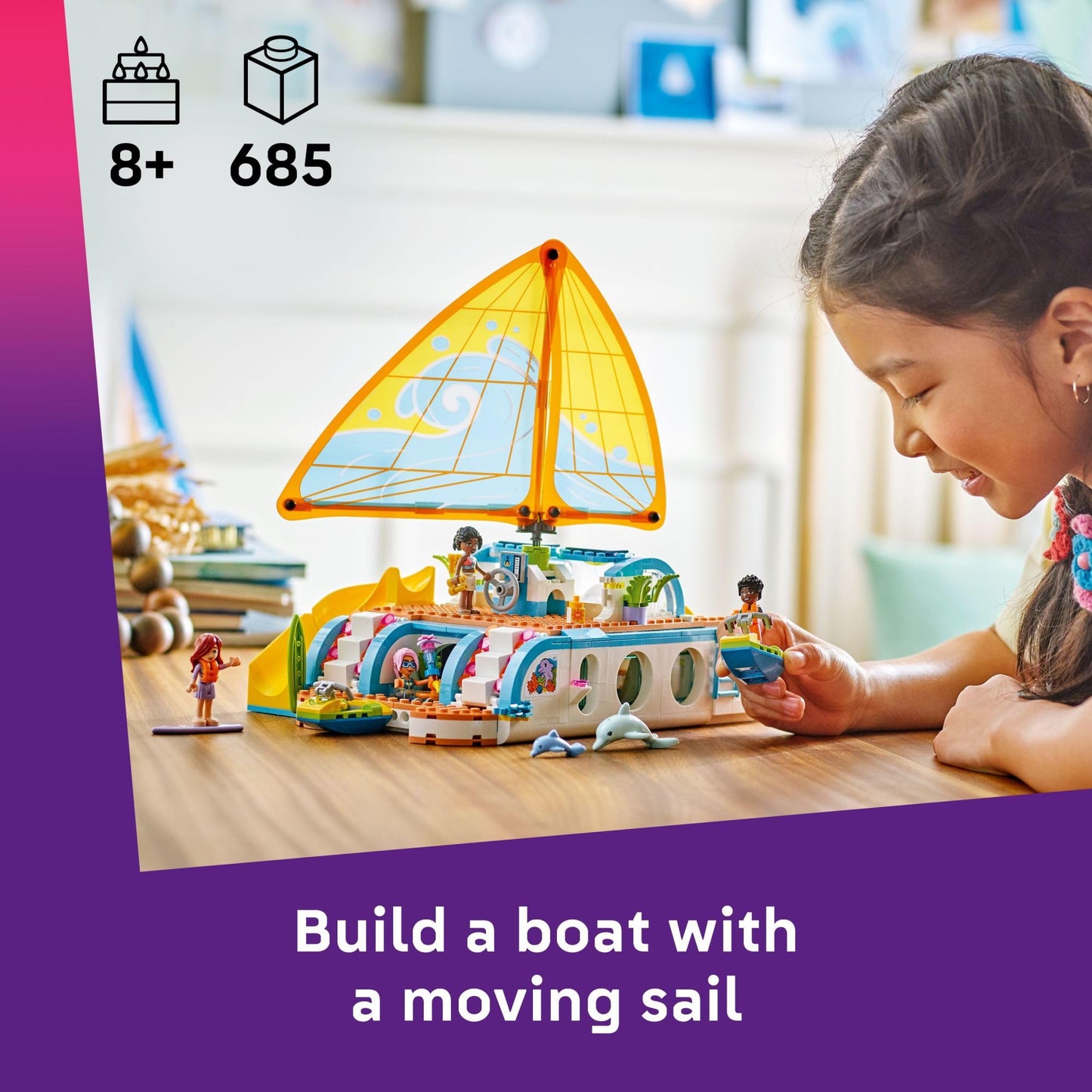 LEGO Friends Travel Boat Adventure Pretend Play Building Toy - Toy Boat Playset with Playful Dolphin Figurines and 4 Minidolls - Birthday Gift Idea