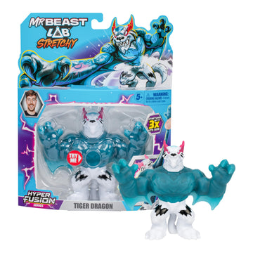 MrBeast Lab - Hyper Fusion Stretchy Hero, Tiger Dragon, 5 Inch (12.7CM) Goo Filled Standing Figure, Stretch Up to 3 Times His Size, Collect All 3
