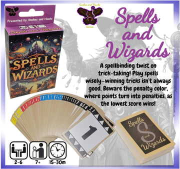 Spells and Wizards Card Game, 2-6 Player Trick Taking Card Game for Family