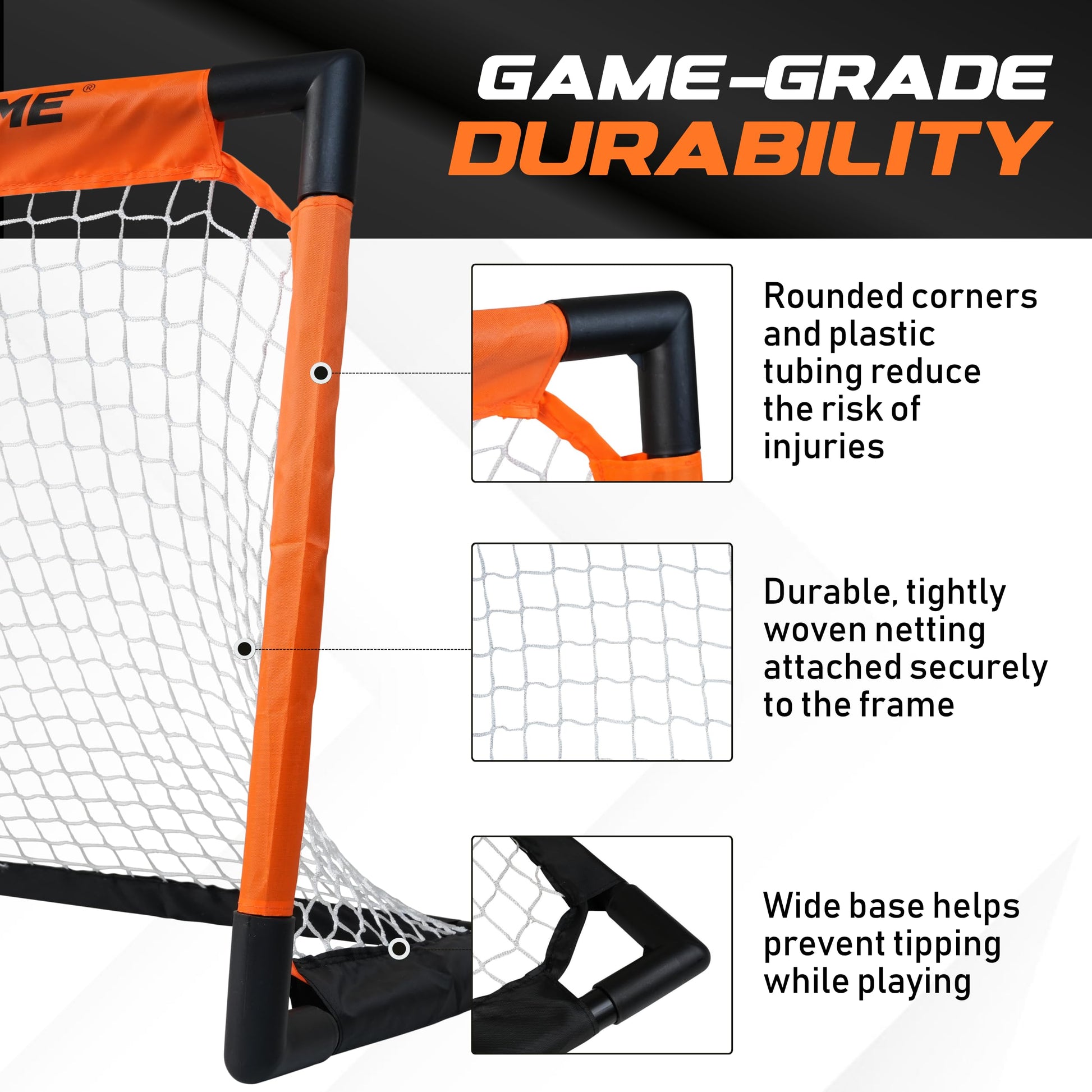 ACE HOCKEY - Shinny Hockey Set - Complete 4-Player Indoor/Outdoor Kit - Knee Hockey Goal Set (2) Goals, (2) Mini Sticks, and (6) Foam Balls - Mini