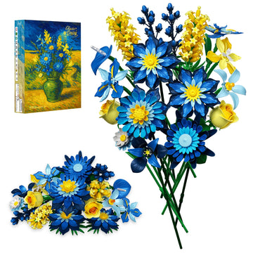 Rongmeiz Flower Bouquet Building Set, Glacia Daisy Flowers Building Block Toy for Home Office Decor, Plant Botanical Collection Toy for Valentines