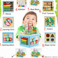 Vomocent Wooden Activity Cube for 1 Year Old Kids, Educational Learning Bead Maze for Toddler Age 1-3, Developmental Montessori Toys for 12-36 Months