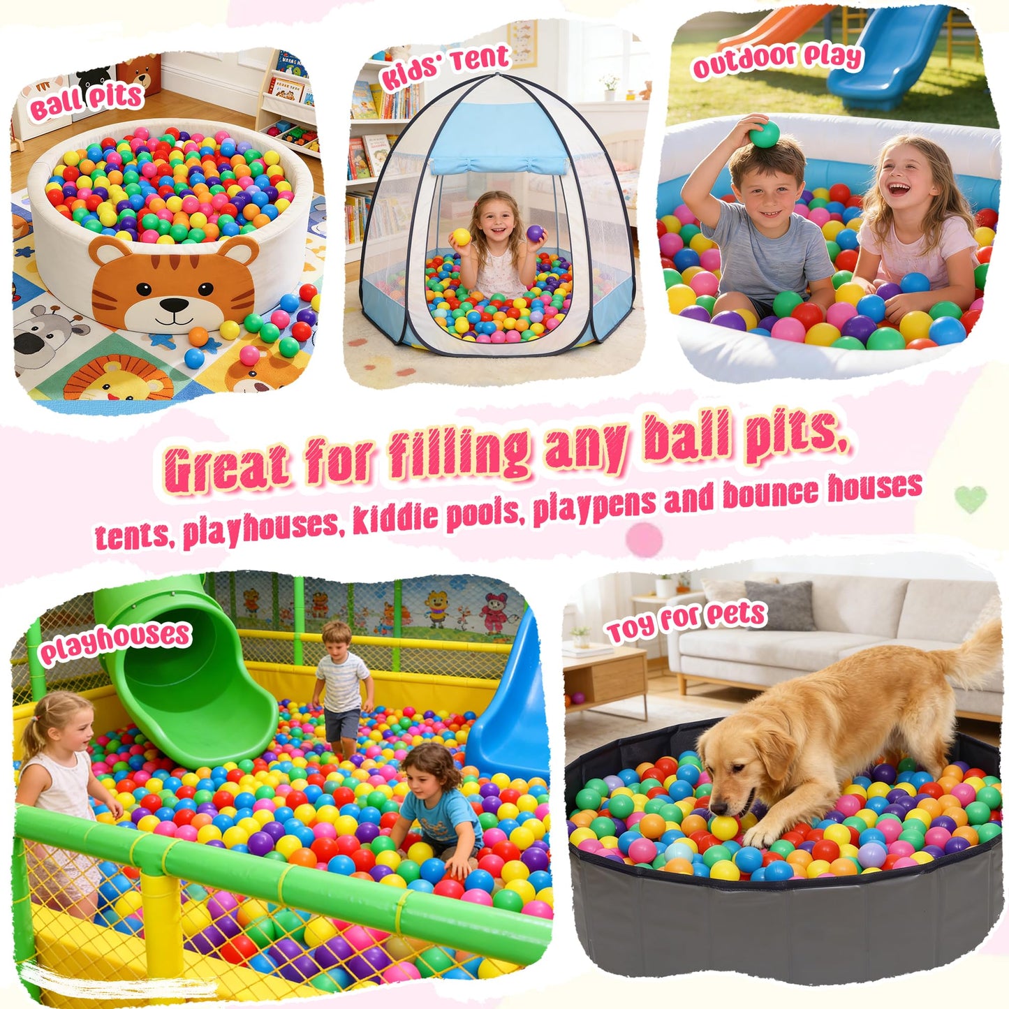 Vanland Ball Pit Balls, Plastic Playpen Toys for Babies Toddlers and Kids