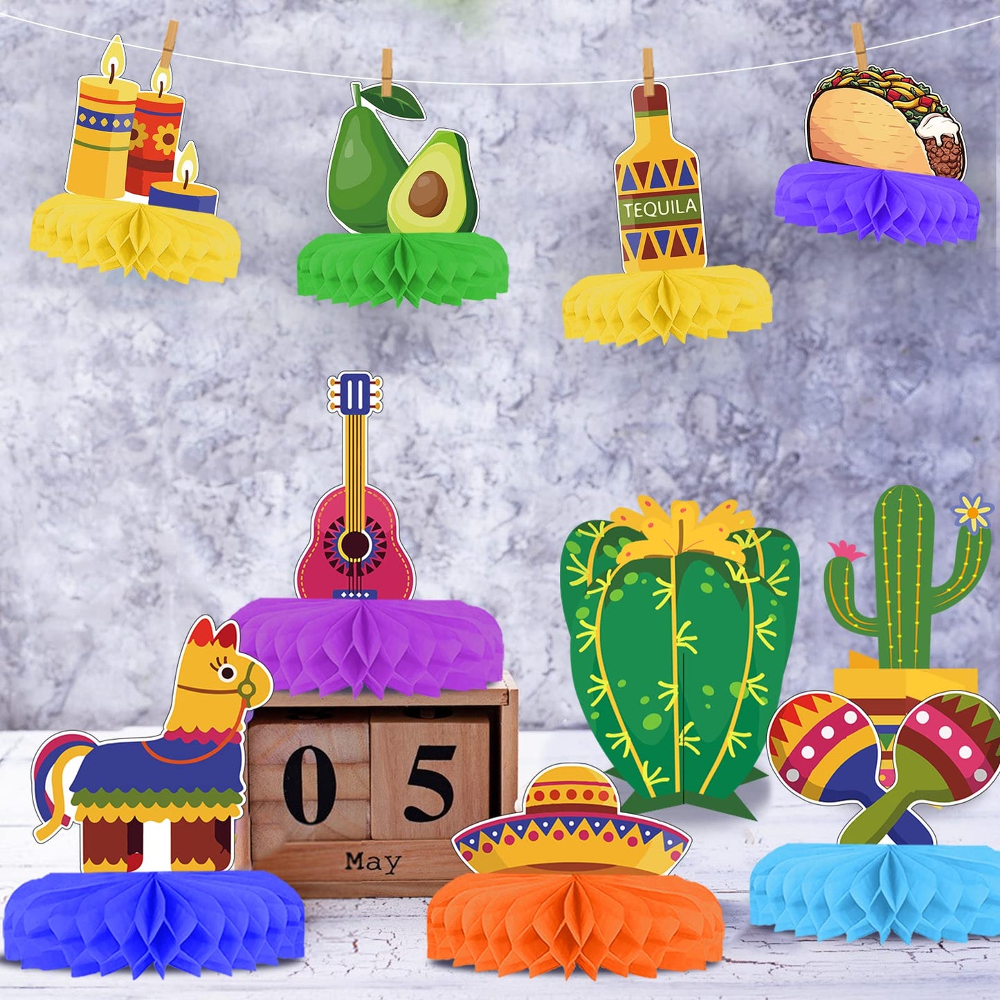 10 Pcs Cinco De Mayo Fiesta Centerpieces for Tables Cinco De Mayo Table Decorations Fiesta Decorations Mexican Themed Party Decorations Fiesta Party