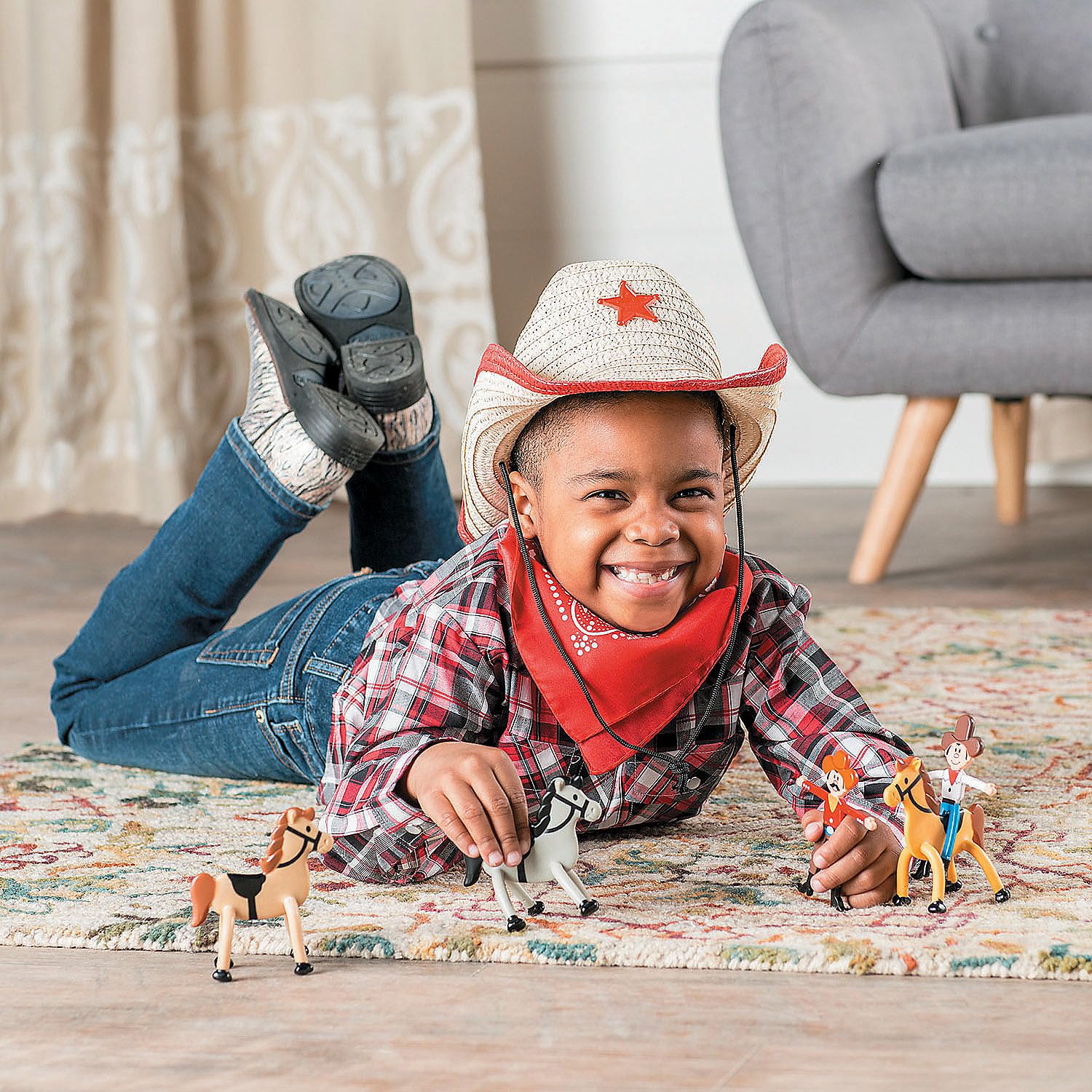 Fun Express Cowboy Bendable Toys Bulk Set of 24 - Western Party Favors for Kids | Cowgirl Rodeo Theme Birthday Decorations | Wild West Action Figures