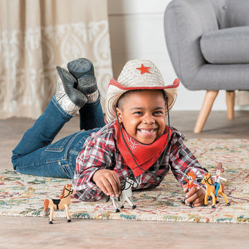 Fun Express Cowboy Bendable Toys Bulk Set of 24 - Western Party Favors for Kids | Cowgirl Rodeo Theme Birthday Decorations | Wild West Action Figures