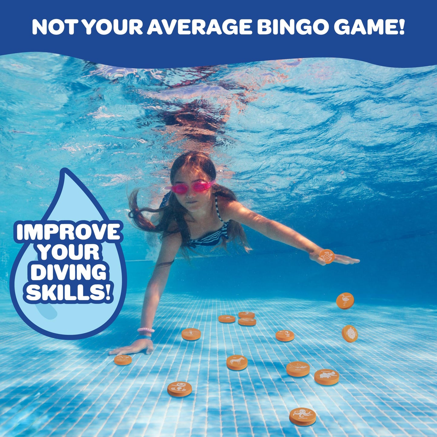 Pool Bingo Diving Game for Kids- Summer Animal Party Fun Edition Toy